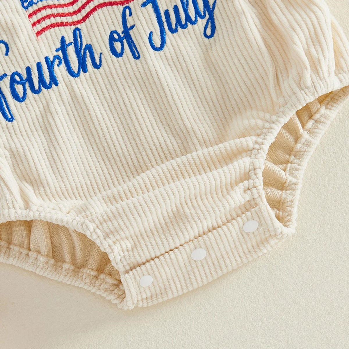 ChildAngle Infant Two baby rompers with 'My First USA 4th of July' text