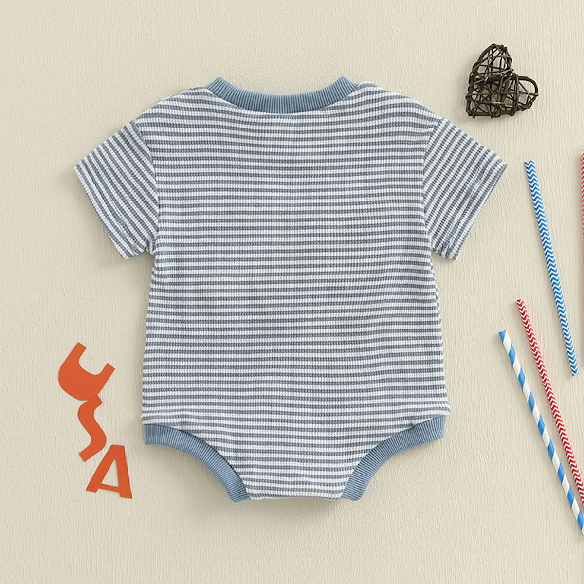 Stripe Baby romper with 'USA' print - ChildAngle Infant 4th of July Outfits