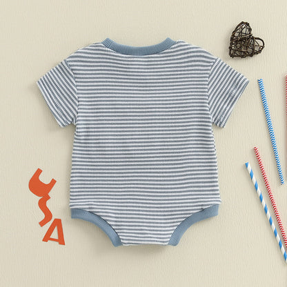 Stripe Baby romper with 'USA' print - ChildAngle Infant 4th of July Outfits
