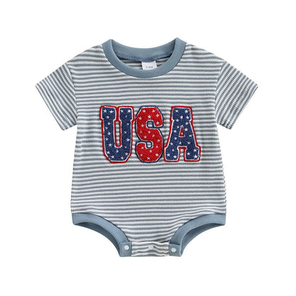 Stripe Baby romper with 'USA' print - ChildAngle Infant 4th of July Outfits