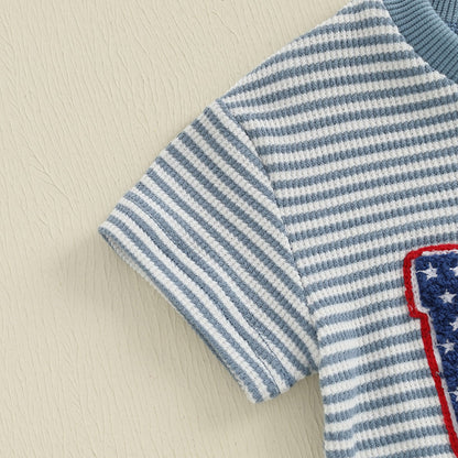 Stripe Baby romper with 'USA' print - ChildAngle Infant 4th of July Outfits