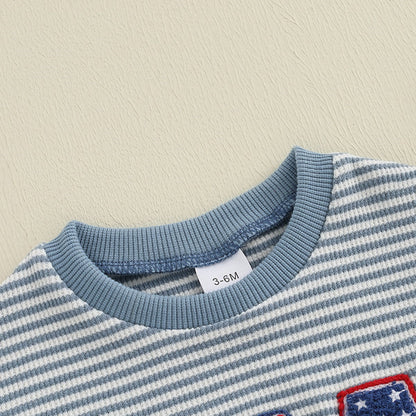 Stripe Baby romper with 'USA' print - ChildAngle Infant 4th of July Outfits