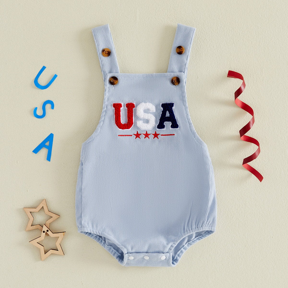 Baby romper with an American flag design - ChildAngle American Flag Infant 4th of July Outfits