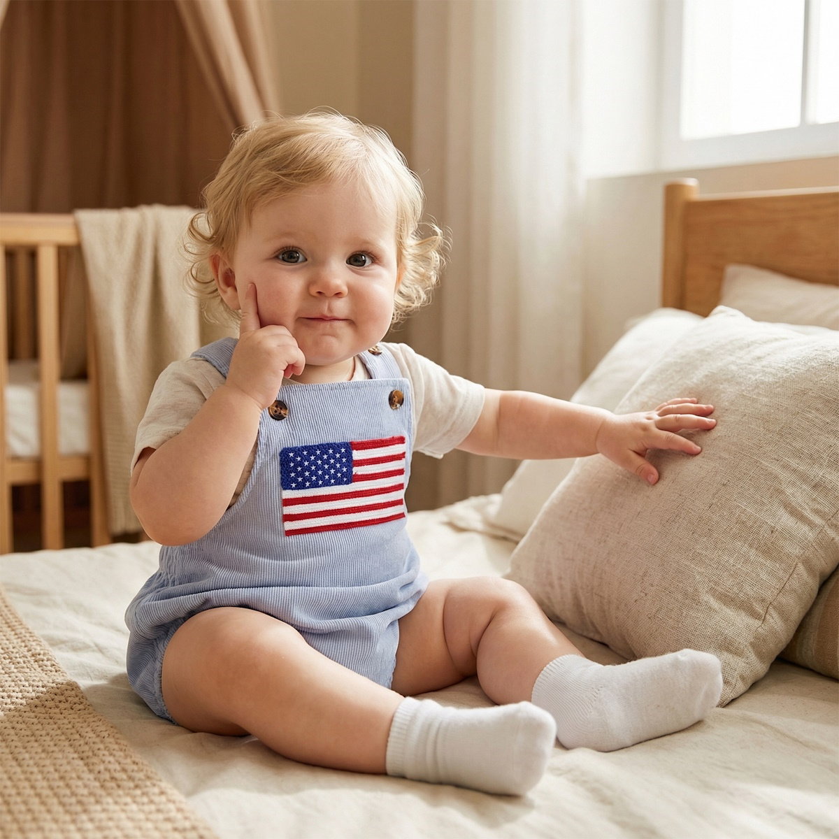 Baby romper with an American flag design - ChildAngle American Flag Infant 4th of July Outfits