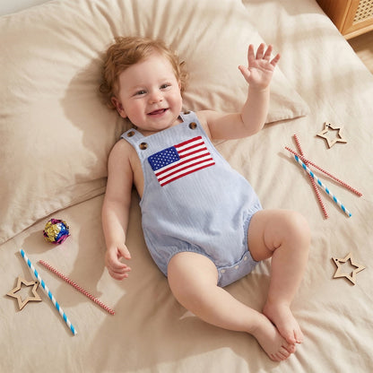 Baby romper with an American flag design - ChildAngle American Flag Infant 4th of July Outfits