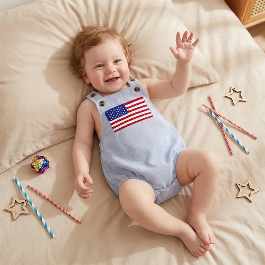 Baby romper with an American flag design - ChildAngle American Flag Infant 4th of July Outfits