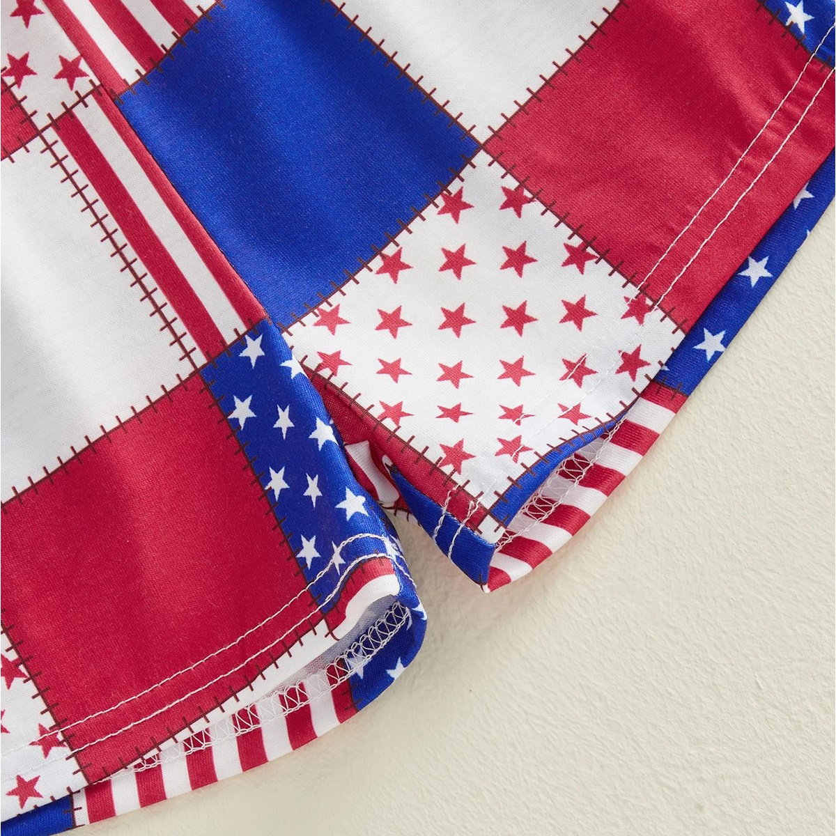 Uncle Sam Hat Fourth of July Baby Romper with Stars and Stripe Colorblock Shorts Set - ChildAngle