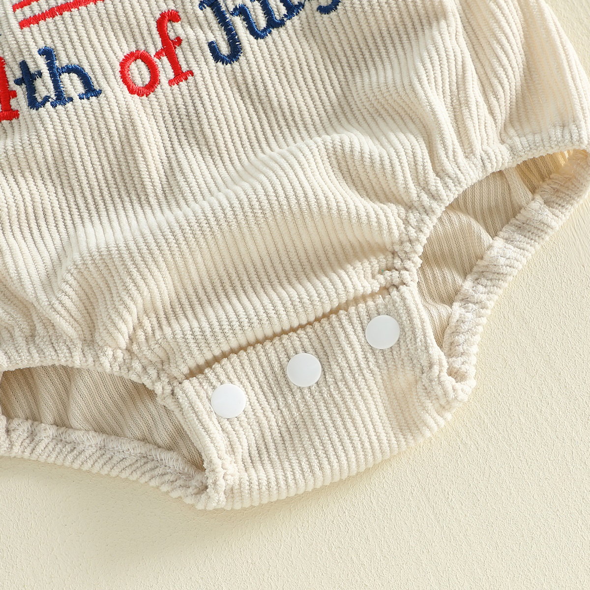 ChildAngle Infant Two baby rompers with 'My First USA 4th of July' text