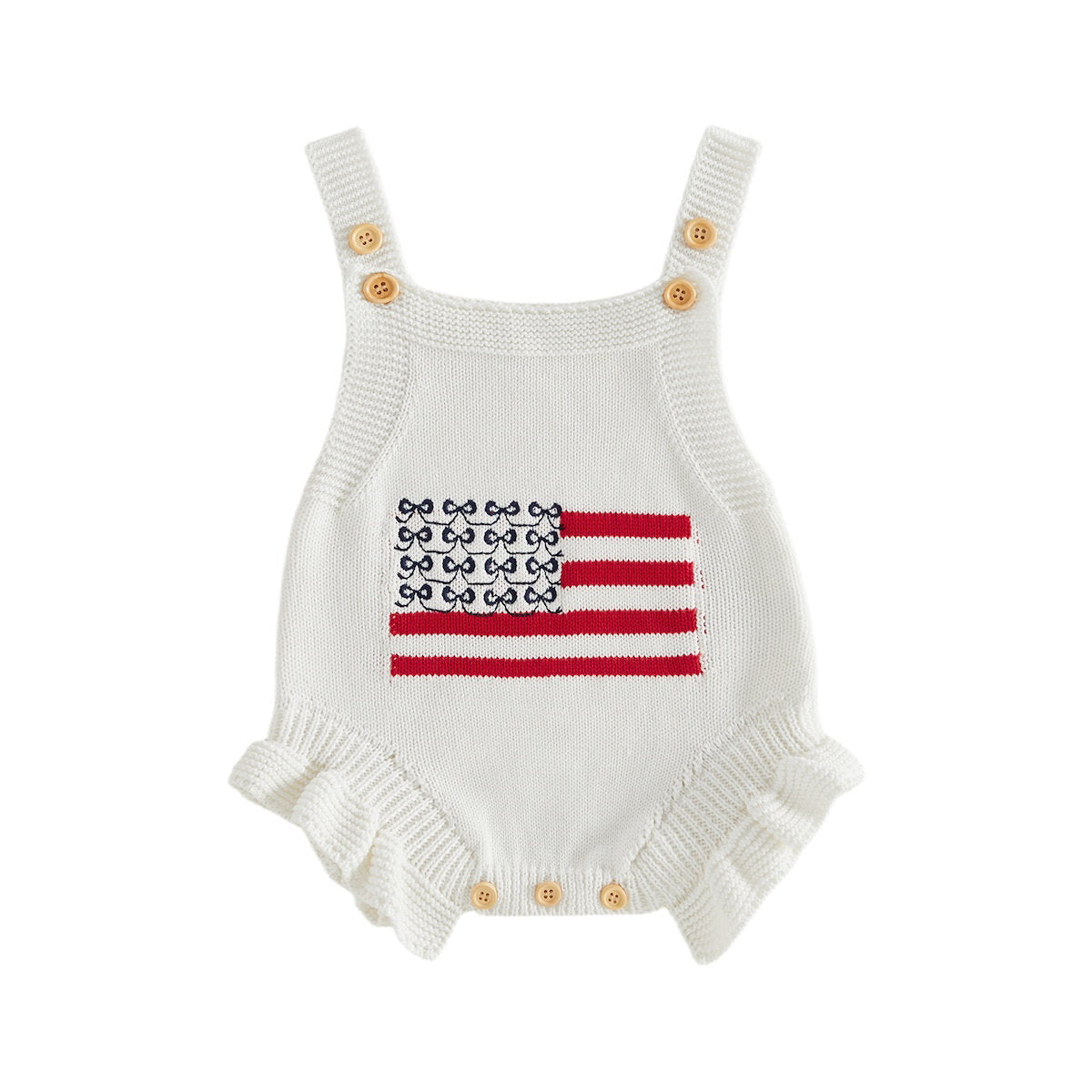 Cotton Infant 4th of July Baby rompers with 'USA' and flag designs - ChildAngle Infant 4th of July Outfits