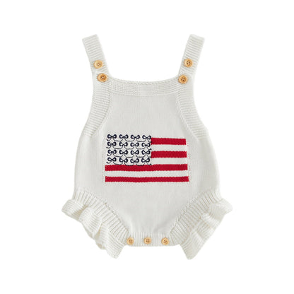 Cotton Infant 4th of July Baby rompers with 'USA' and flag designs - ChildAngle Infant 4th of July Outfits