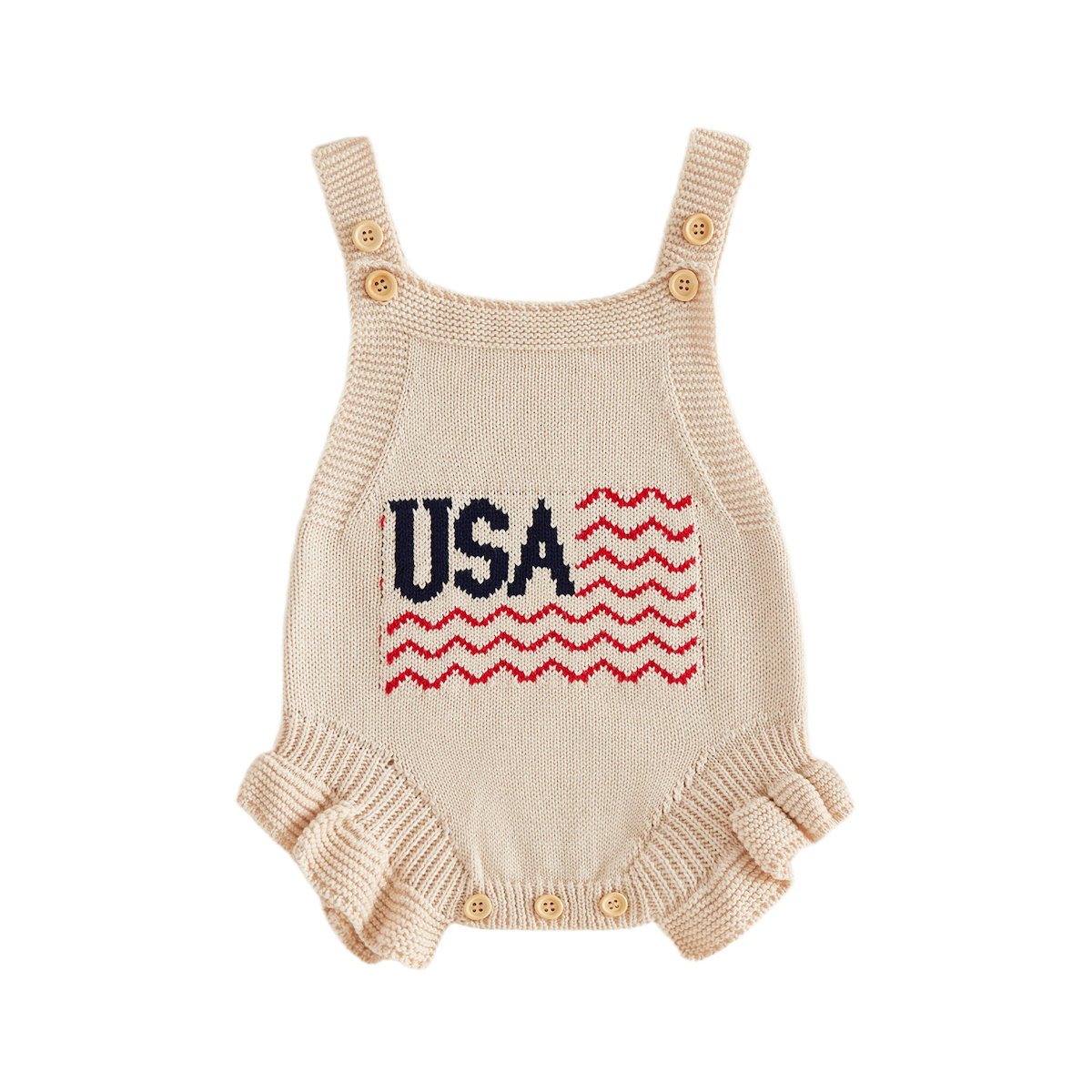 Cotton Infant 4th of July Baby rompers with 'USA' and flag designs - ChildAngle Infant 4th of July Outfits