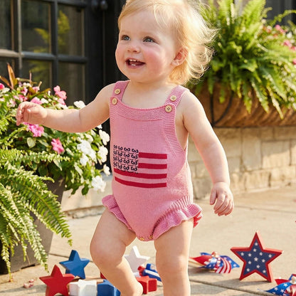 Cotton Infant 4th of July Baby rompers with 'USA' and flag designs - ChildAngle Infant 4th of July Outfits