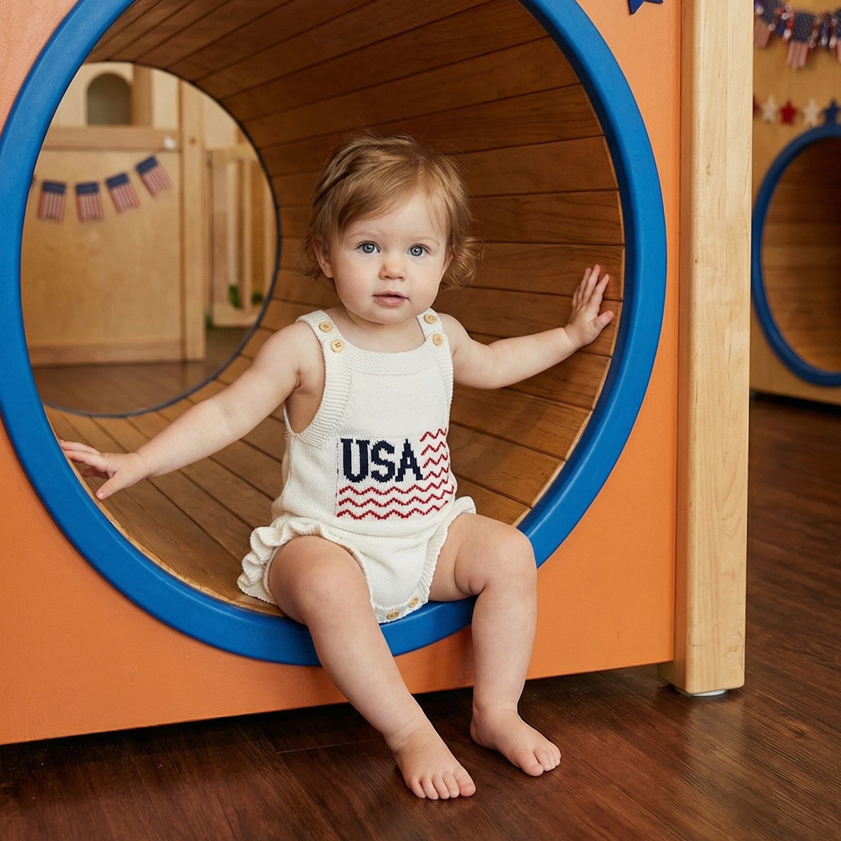 Cotton Infant 4th of July Baby rompers with 'USA' and flag designs - ChildAngle Infant 4th of July Outfits