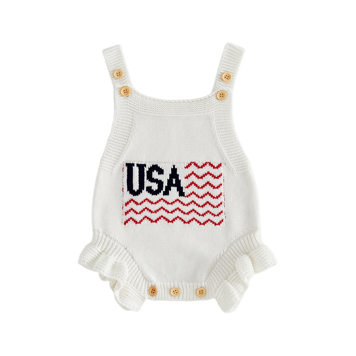 Cotton Infant 4th of July Baby rompers with 'USA' and flag designs - ChildAngle Infant 4th of July Outfits
