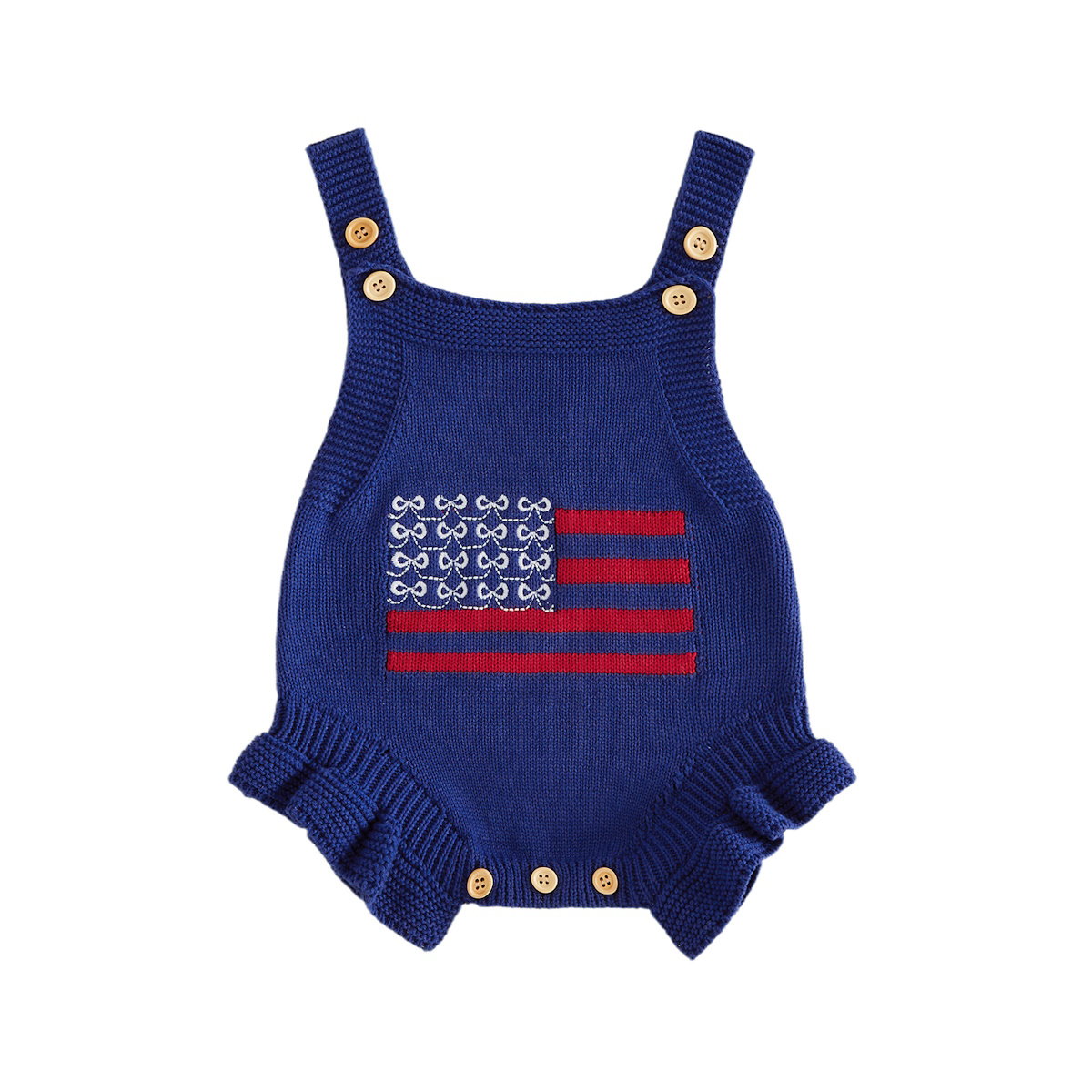Cotton Infant 4th of July Baby rompers with 'USA' and flag designs - ChildAngle Infant 4th of July Outfits