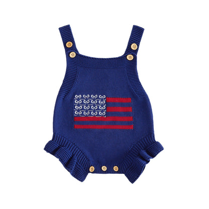 Cotton Infant 4th of July Baby rompers with 'USA' and flag designs - ChildAngle Infant 4th of July Outfits
