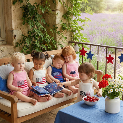Cotton Infant 4th of July Baby rompers with 'USA' and flag designs - ChildAngle Infant 4th of July Outfits