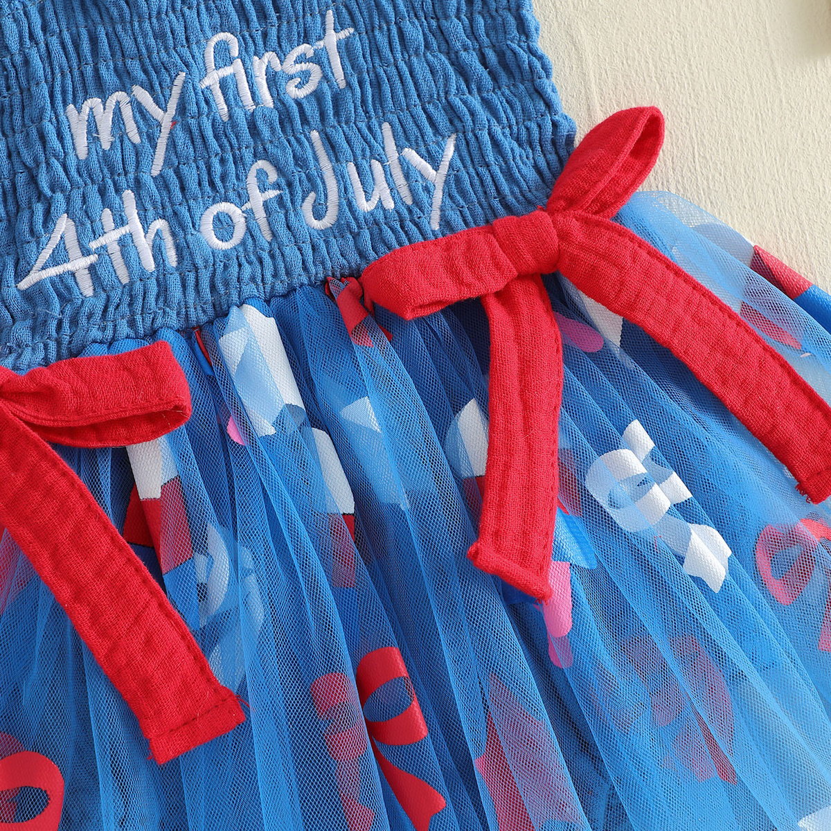 Pink and Blue Infant first 4th of July baby romper dress - ChildAngle