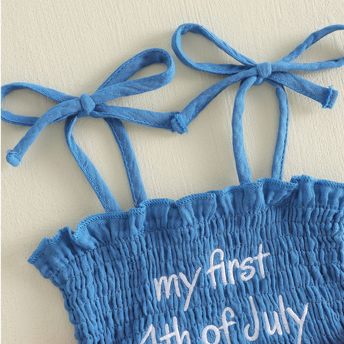 Pink and Blue Infant first 4th of July baby romper dress - ChildAngle