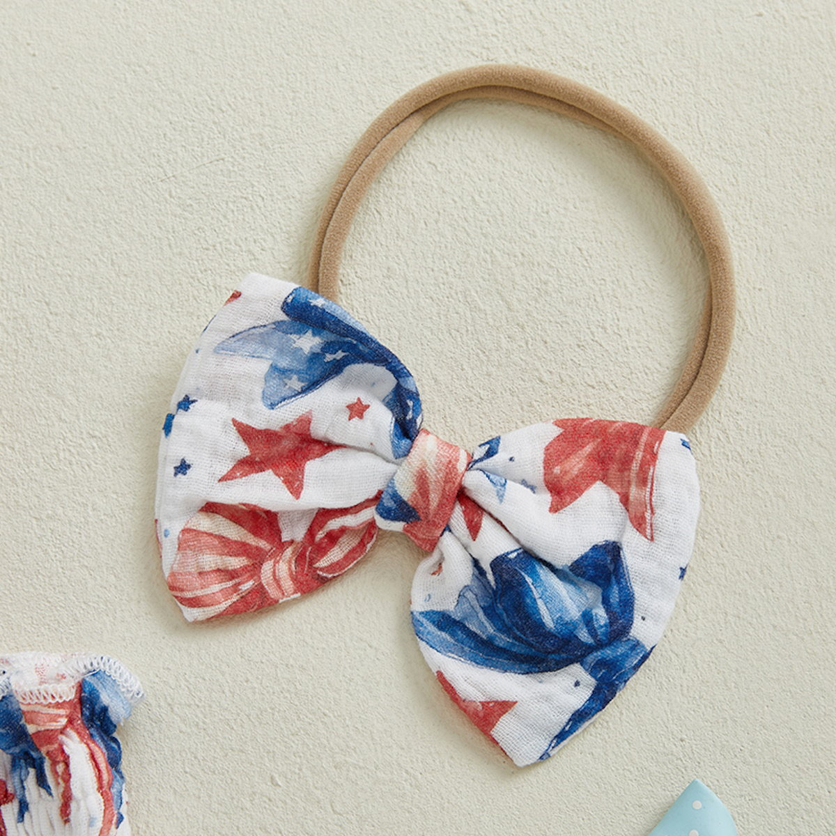 Baby romper with red, white, and blue patterns Stars, Bowknot and Sprinkle Pattern - ChildAngle Infant 4th of July Outfits