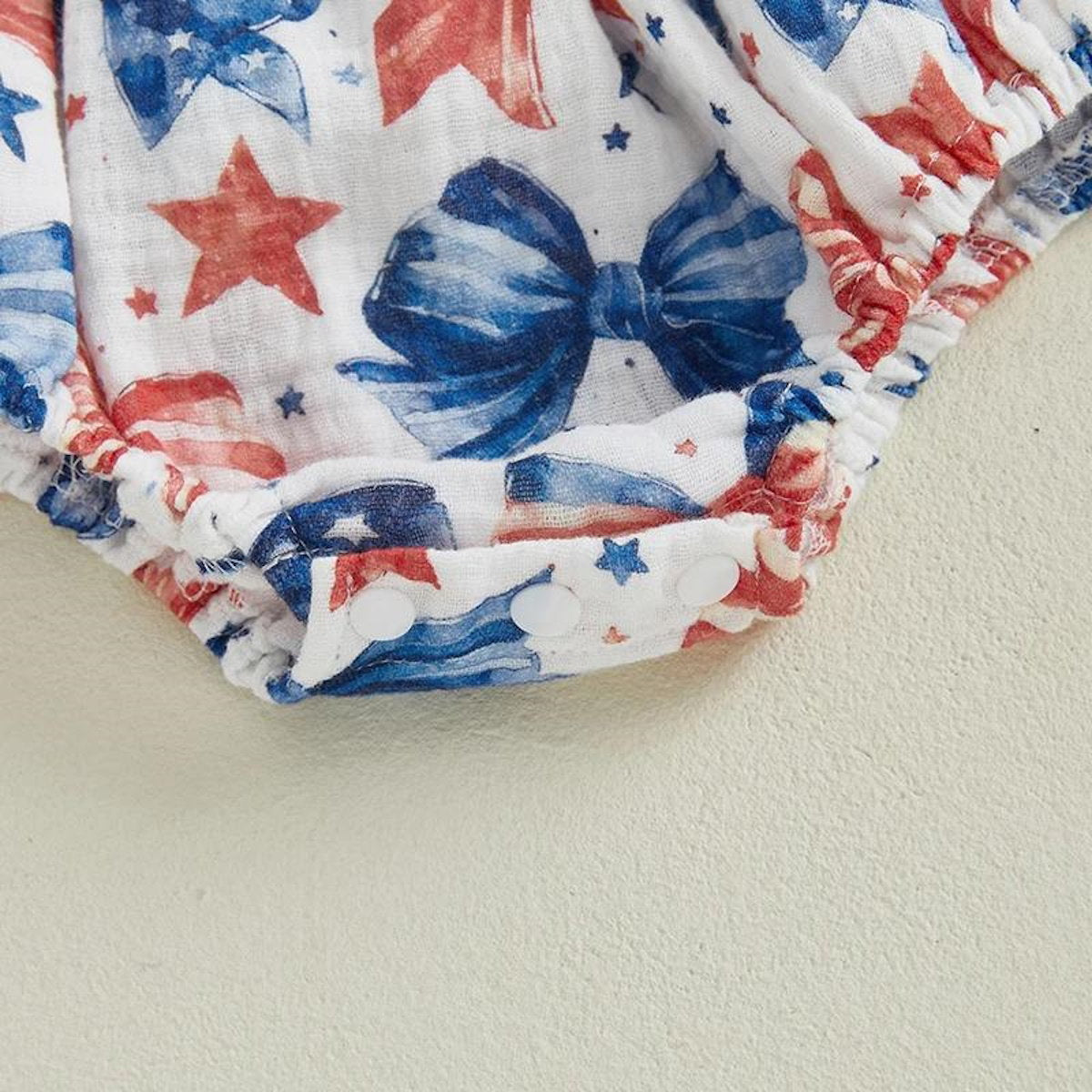 Baby romper with red, white, and blue patterns Stars, Bowknot and Sprinkle Pattern - ChildAngle Infant 4th of July Outfits