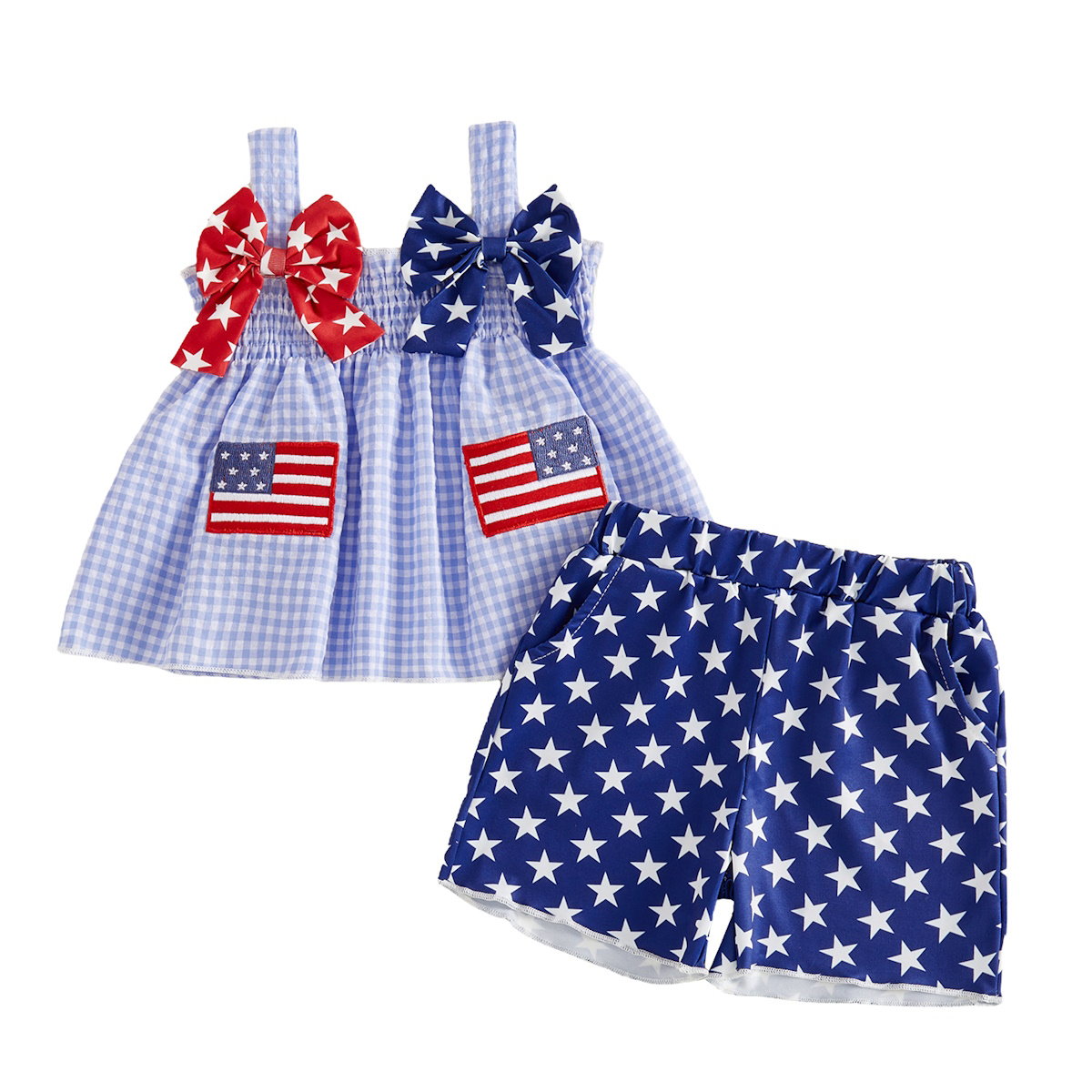 Child in patriotic outfit with American flags and stars - ChildAngle Toddler 4th of July Outfits for Independence Day