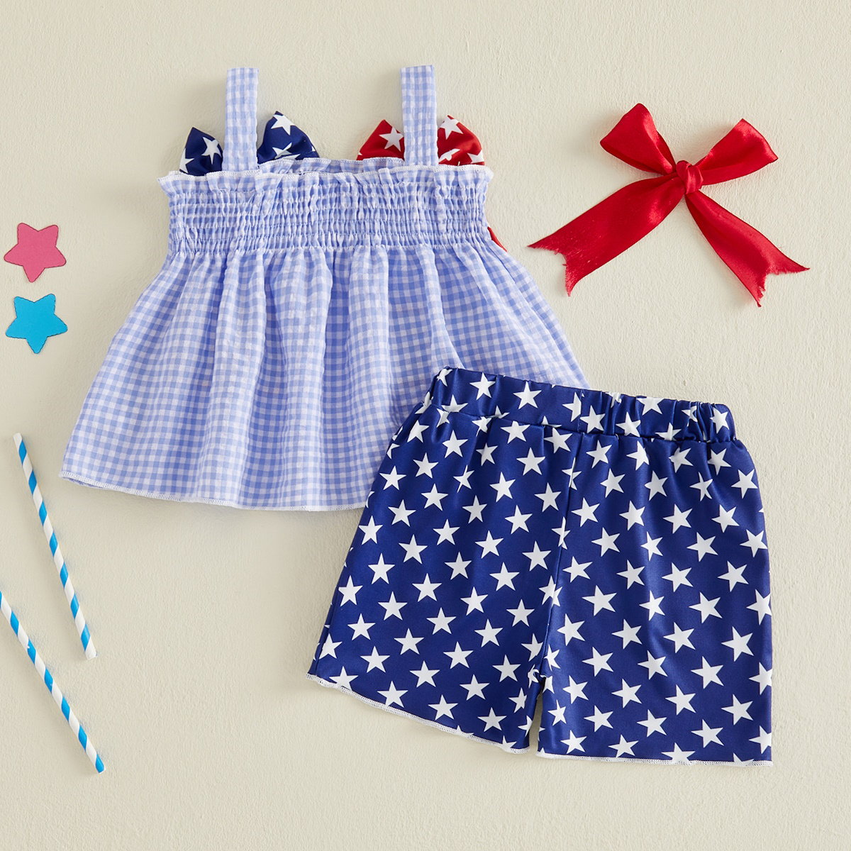 Child in patriotic outfit with American flags and stars - ChildAngle Toddler 4th of July Outfits for Independence Day