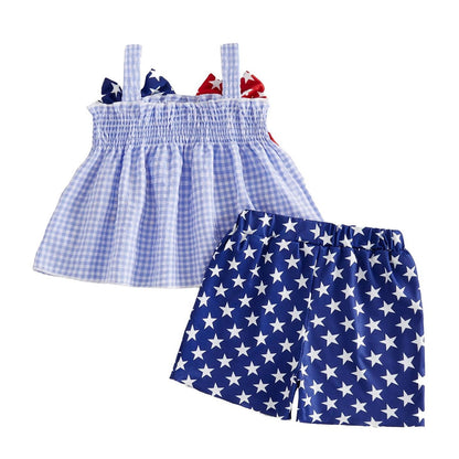 Child in patriotic outfit with American flags and stars - ChildAngle Toddler 4th of July Outfits for Independence Day