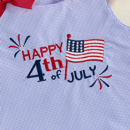 Children's dress with 'Happy 4th of July' text and American flag design - ChildAngle Toddler 4th of July Outfits
