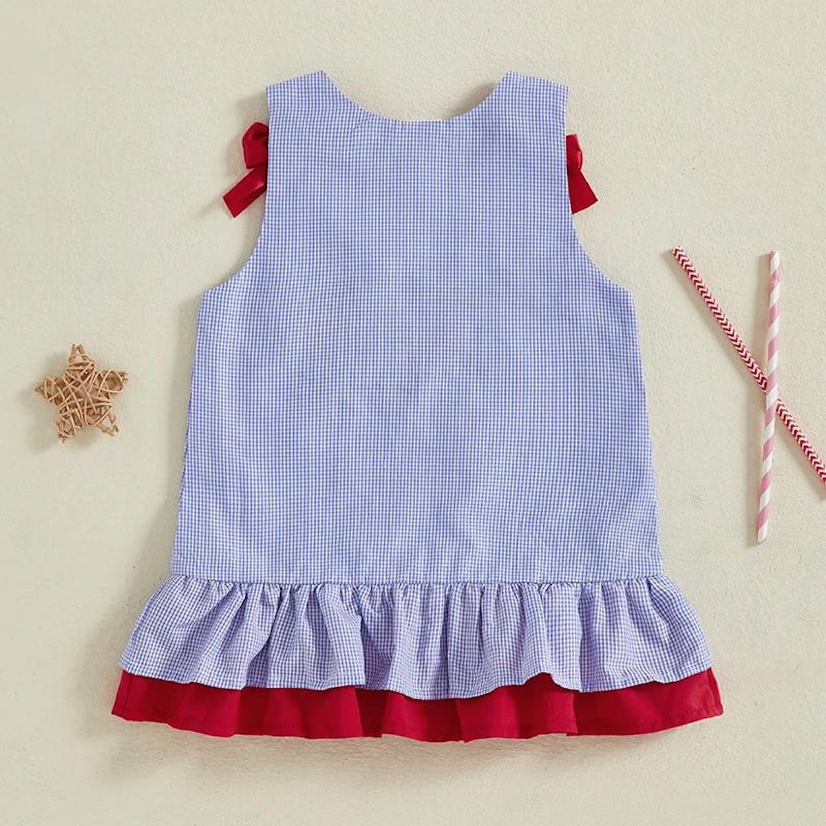Children's dress with 'Happy 4th of July' text and American flag design - ChildAngle Toddler 4th of July Outfits