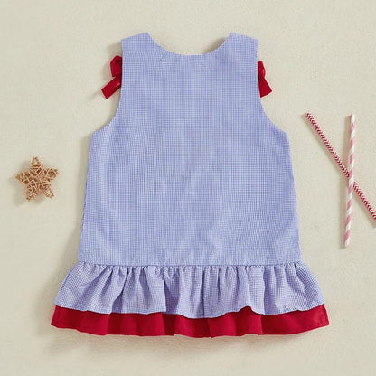 Children's dress with 'Happy 4th of July' text and American flag design - ChildAngle Toddler 4th of July Outfits