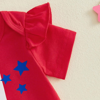 Baby My First 4 of July Romper with Tulle Tiered Shorts - ChildAngle