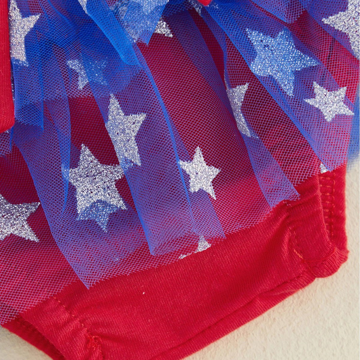 Baby My First 4 of July Romper with Tulle Tiered Shorts - ChildAngle