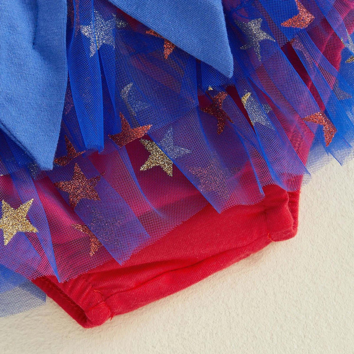 Baby My First 4 of July Romper with Tulle Tiered Shorts - ChildAngle