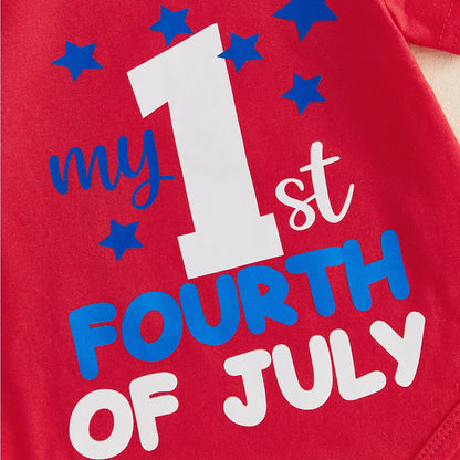 Baby My First 4 of July Romper with Tulle Tiered Shorts - ChildAngle