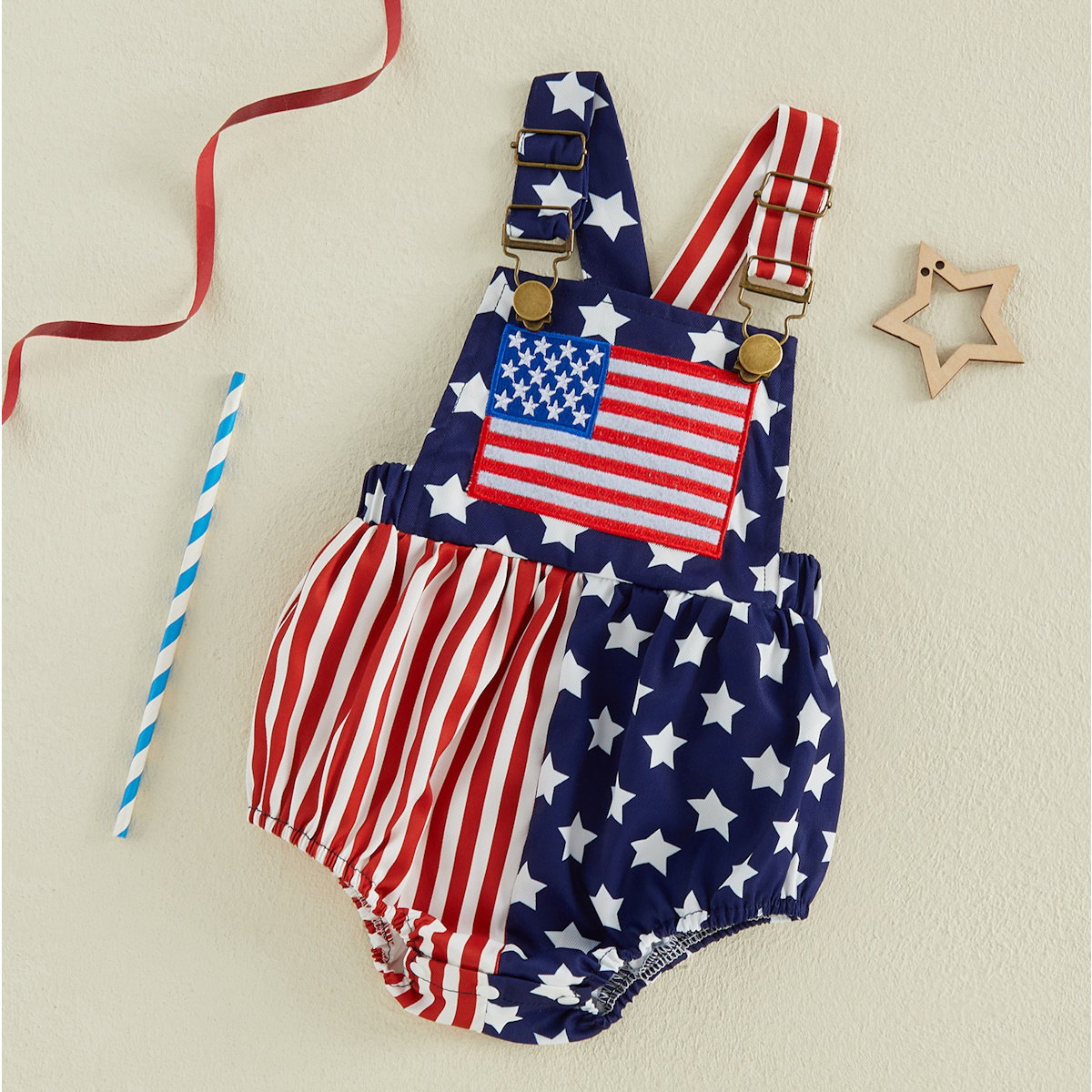 American Flag Red White and Blue Stars and Striped Infant 4th of July Outfits - ChildAngle