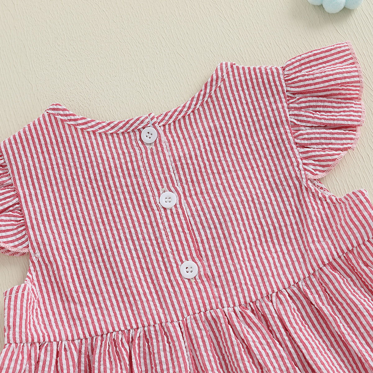 Red and white striped dress with ruffled sleeves - ChildAngle Kids 4th of July Outfits