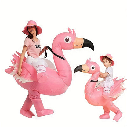 Kids Teens Inflatable Flamingo Ride on Costume - ChildAngle