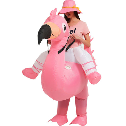 Kids Teens Inflatable Flamingo Ride on Costume - ChildAngle