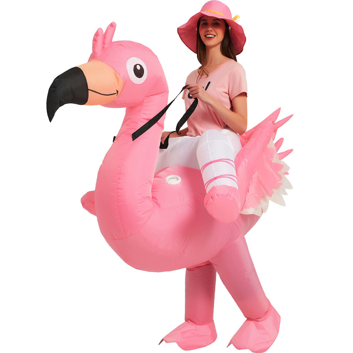 Kids Teens Inflatable Flamingo Ride on Costume - ChildAngle