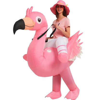Kids Teens Inflatable Flamingo Ride on Costume - ChildAngle
