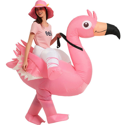 Kids Teens Inflatable Flamingo Ride on Costume - ChildAngle