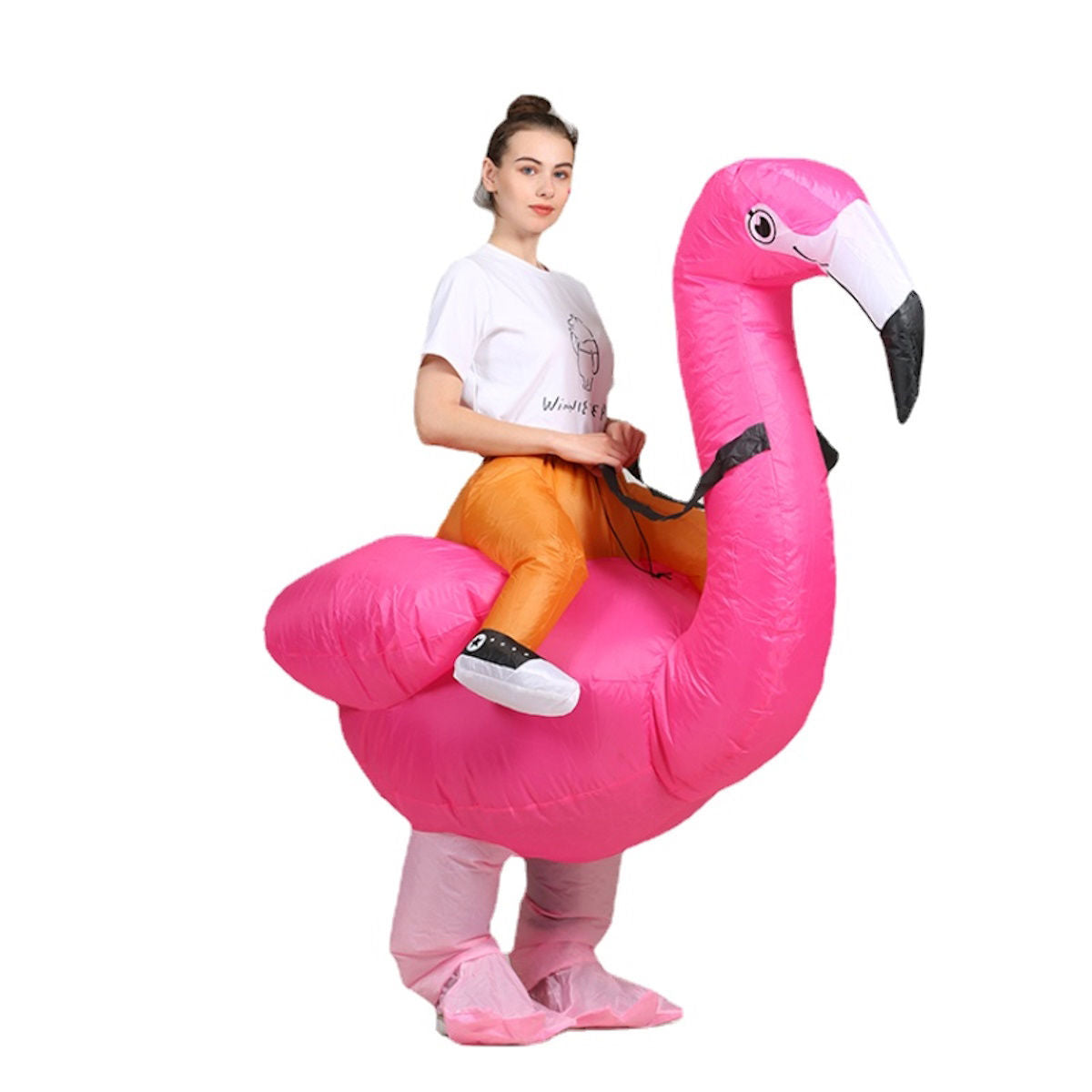 Kids Teens Inflatable Flamingo Ride on Costume - ChildAngle