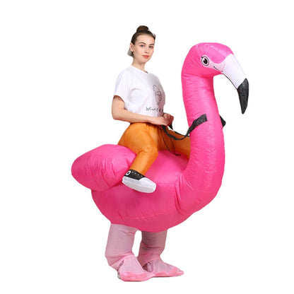 Kids Teens Inflatable Flamingo Ride on Costume - ChildAngle