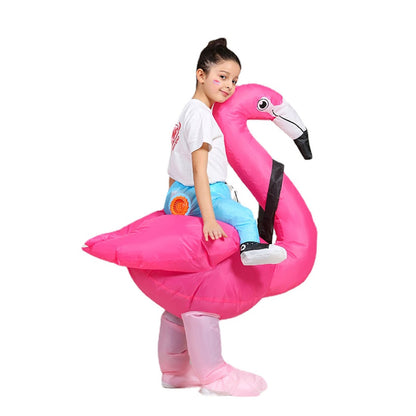Kids Teens Inflatable Flamingo Ride on Costume - ChildAngle