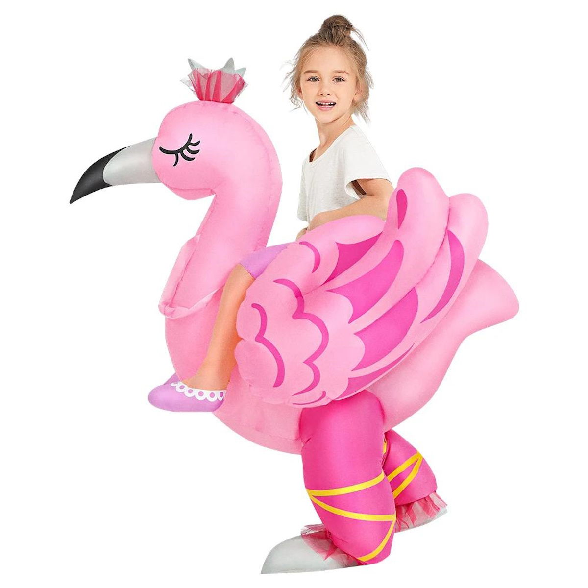 Kids Teens Inflatable Flamingo Ride on Costume - ChildAngle