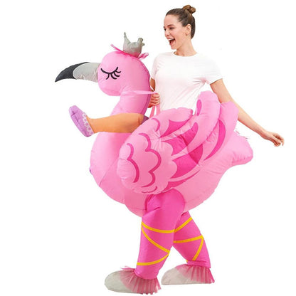Kids Teens Inflatable Flamingo Ride on Costume - ChildAngle