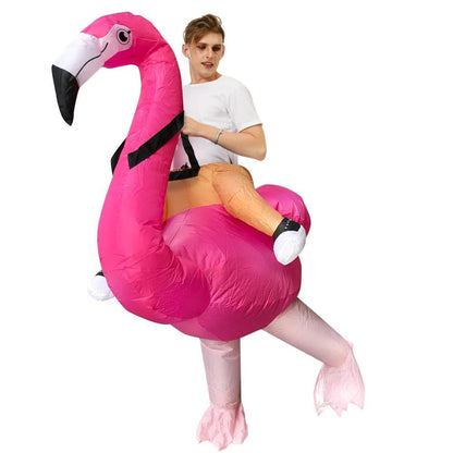 Kids Teens Inflatable Flamingo Ride on Costume - ChildAngle