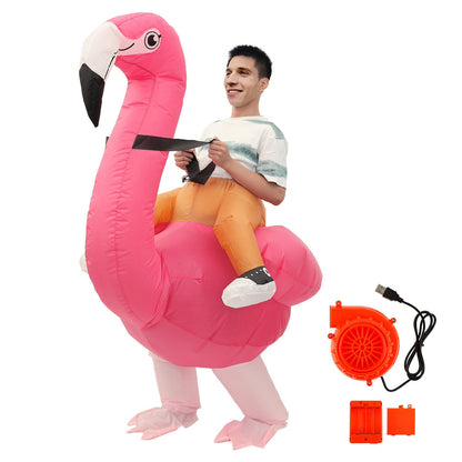 Kids Teens Inflatable Flamingo Ride on Costume - ChildAngle
