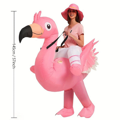 Kids Teens Inflatable Flamingo Ride on Costume - ChildAngle